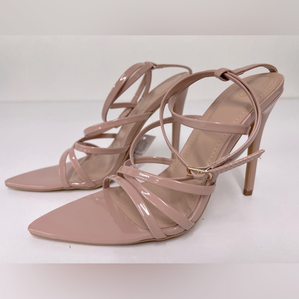 Women's Strappy Pointy Open Toe Ankle Strap Stiletto Sandal - Nude - 6 - Picture 6 of 10